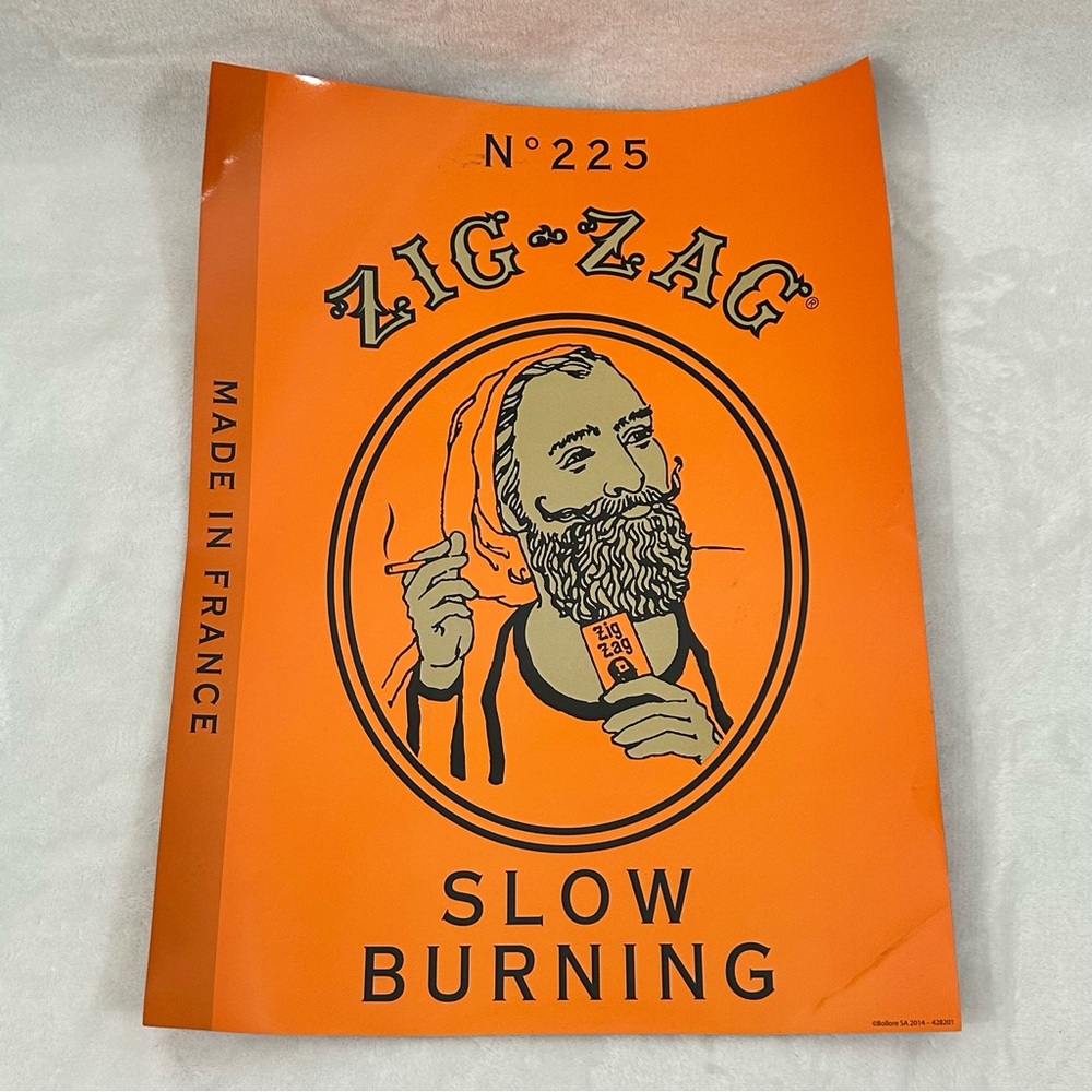 Zig Zag Slow Burning Made In France Large Orange Sticker Dual Side Window Decal